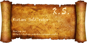 Kutas Sándor névjegykártya